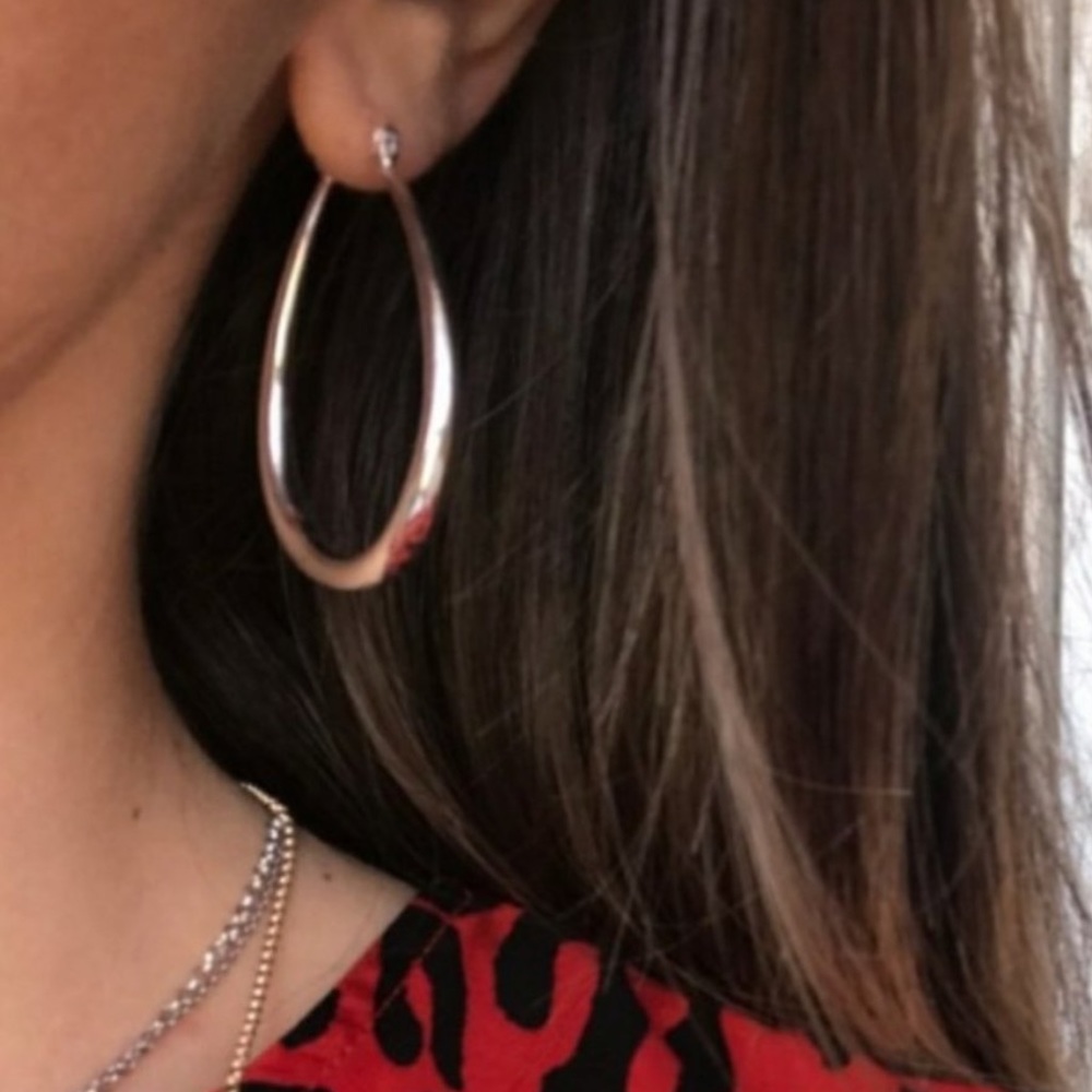 NEW 925 STERLING SILVER 1.5”OVAL HOOPS EARRINGS, NICE EARRINGS, CUTE EARRINGS - Picture 2 of 3